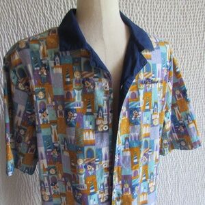 Disney Parks Walt Disney World 50th Anniversary Mickey Button Collar Shirt Sz M